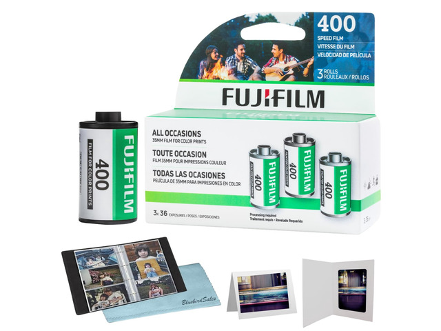 400 Color Negative Film (35mm Roll Film, 36 Exposures, 3-Pack) + BluebirdSales Photo Album, Photo Frames (10 Frames) + Microfiber Cleaning Cloth