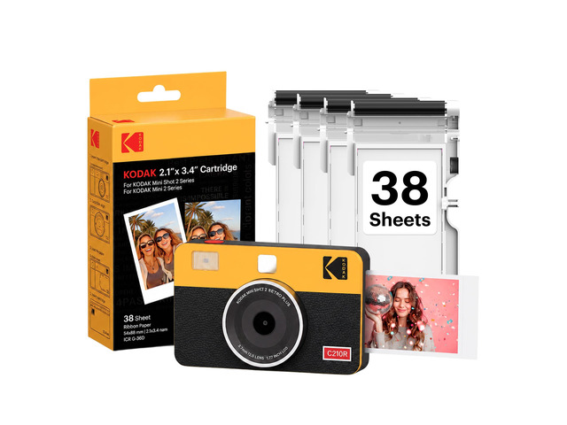 Mini Shot 2 Retro 2x3 Instant Camera, Photo Printer, 38 Sheet, Yellow