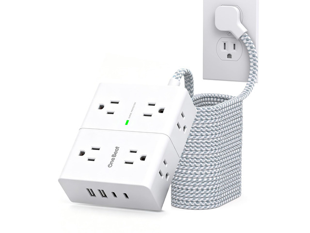 Extension Cord 25 Ft, Surge Protector Power Strip 25 Ft Long Cord 8 Outlets 4 USB Ports(2 USB C) Flat Plug Power Strip, 25Ft Long Power Strip, Home...
