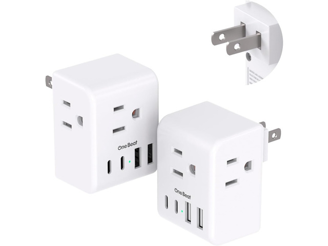 2 Pack US to Japan Plug Adapter, 2 Prong to 3 Prong Outlet Adapter 3 Outlets 4 USB Ports(2 USB C), Type A Travel Plug Adapter Power Converter for...