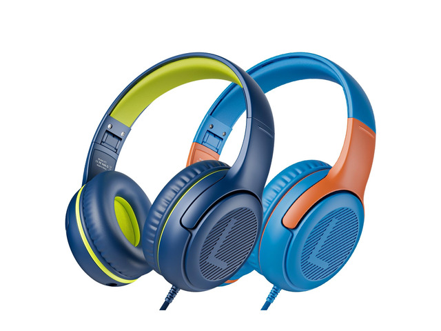 AT2 2PCS Kids Headphones for School Travel, 85/94dB Safe Volume 3.5mm Jack, HD Mic, Portable Wired Headphone with Shareport, Stereo Sound On-Ear...