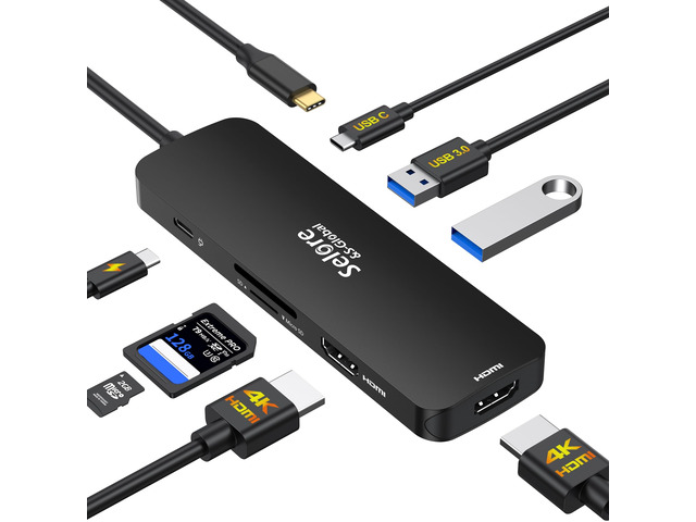 USB C Docking Station Dual HDMI Monitor, USB C to Dual HDMI Adapter with 2HDMI Ports, PD Charging, SD/TF, USB A & C 3.0 Ports, Laptop Docking Station...