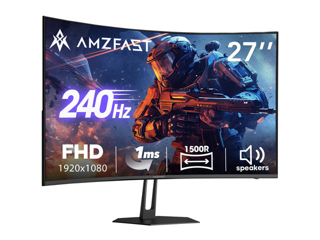 27 inch 240Hz Curved Monitor, FHD 1080p Gaming Monitor, Built-in Speakers, FreeSync, MPRT 1ms, 130% sRGB, 4000:1, 1500R, VESA Mount, HDMI 2.0 & DP...