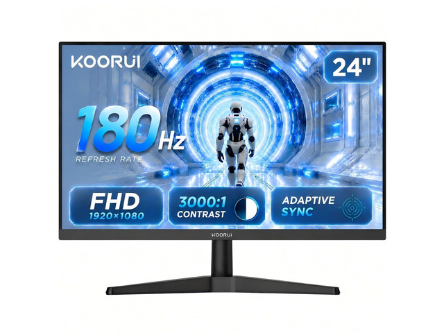 24 Inch Gaming Monitor, 180Hz 1080P VA Display with 3000:1 Contrast FHD Eye Care, HDMI & VGA, VESA 100x100mm Mountable for Dorm Room, Dual-Screen...