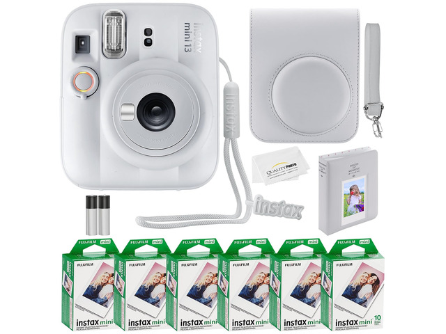 Instax Mini 13 Instant Camera with 60 Films & Accessories (Clay White)