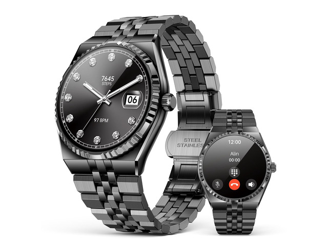 Luxury Smart Watch for Men, Bluetooth Calls, Activity Tracker, Android iOS AMOLED, 24/7 Heart Rate/Blood Oxygen/Blood Pressure/Sleep Monitor, 160+...