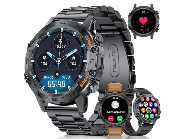 Smart Watch for Men(Answer/Dial Calls),100 Sports Modes, Fitness Watch with Blood Pressure/Heart Rate/SpO2,1.39''HD Touchscreen for Android/iOS...
