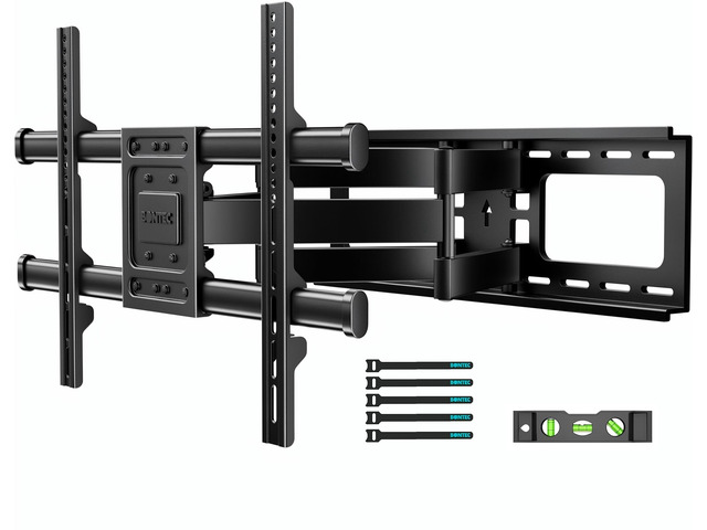 Full Motion TV Wall Mount for 37-90 Inch TVs, Heavy Duty Swivel Tilt Hold up to 132lbs, Articulating Dual Arm Wall Mount TV Bracket, Max VESA...