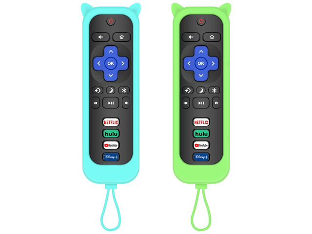 2 Pack Remote for Roku TV & Cover for Roku TV Only (Green & Blue) Compatible with TCL Roku/Onn Roku/Hisense Roku/Philips Roku TV Remote
