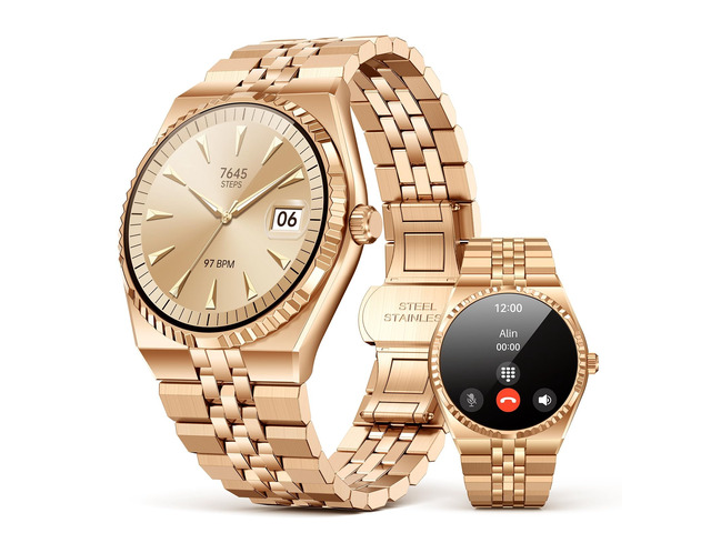 Smart Watch for Men, Answer/Make Call, Activity Tracker, Steel Strap, 40mm 1.32' AMOLED, Voice Assistant, 24/7 HR/SpO2/Blood Pressure/Sleep...