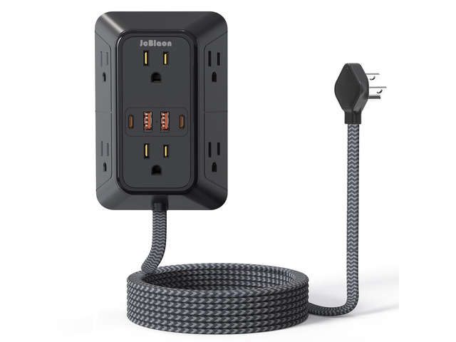 Surge Protector Power Strip with 6 Widely AC Outlets 4 USB Ports(2 USB C), 5 Ft Braided Power Cord, 3-Side Outlet Extender with Overload Protection...