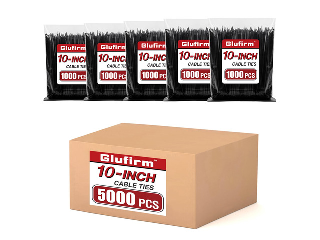 Zip Ties 10 inch (5000 Pack), Black Cable Ties, 45lb Tensile Strength, Wire Ties