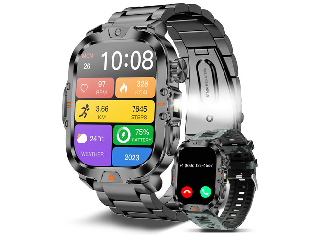 Smart Watch for Men Military Answer/Make Call 2.01 Display 170+ Sports Modes IP68 Waterproof 30-Day Standby for Android iOS Camouflage Silicone Strap
