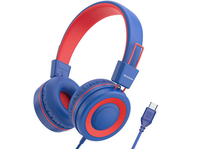 Upgrade USB Type C Kids Headphone for School, 94dB Safe Volume Limited, HD Stereo Sound, Foldable Lightweight On-Ear Headphones for...
