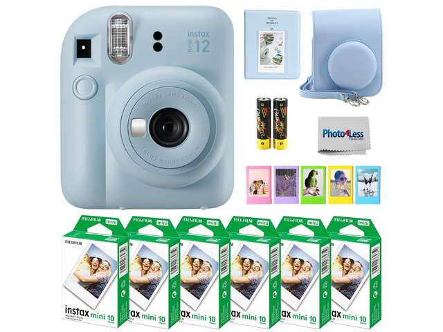 Instax Mini 12 Instant Camera Bundle with Instax Mini Instant Film Value Pack (60 Sheets) with Accessories Including Protective Case, Strap, Photo...