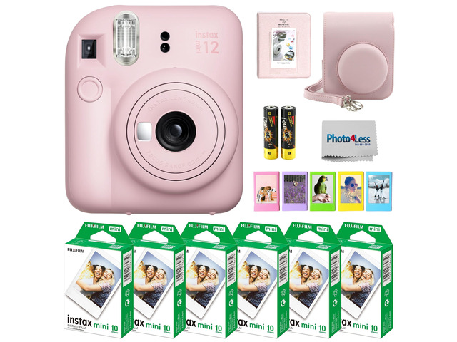 Instax Mini 12 Instant Camera Bundle with Instax Mini Instant Film Value Pack (60 Sheets) with Accessories Including Protective Case, Strap, Photo...