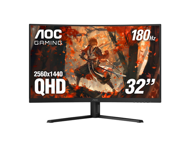 32 Inch Curved Gaming Monitor 2K QHD 180Hz VA 0.5ms HDR, CQ32G4VE 2560×1440 Computer Monitor, Adaptive-Sync, DP 1.4, HDMI 2.0, Earphone Out, VESA...