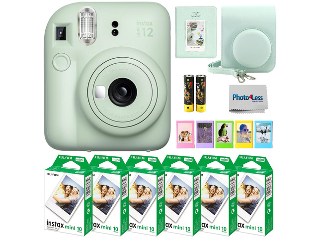 Instax Mini 12 Instant Camera Bundle with Instax Mini Instant Film Value Pack (60 Sheets) with Accessories Including Protective Case, Strap, Photo...