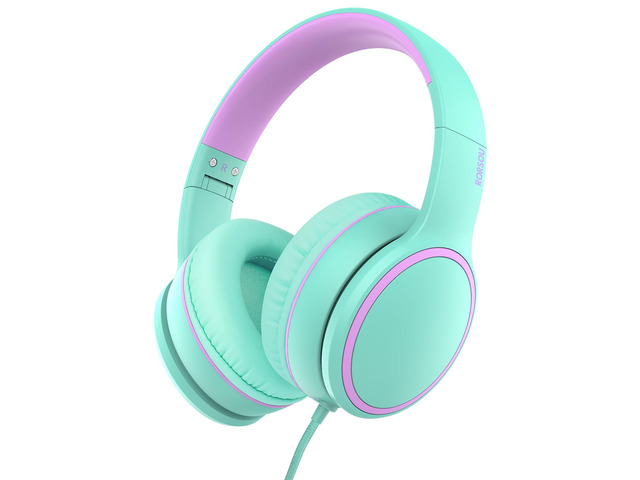 R10 Over-Ear Headphones with Microphone, Lightweight Folding Stereo Bass Headset with 1.5M No-Tangle Cord, Portable Wired Headphones for Smartphone...