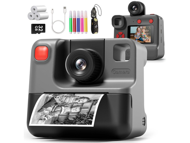 Kids Camera Instant Print, Christmas Birthday Gifts for Girl Boys 3-12 Years Old, FHD Selfie Digital Video Cameras Toddler 3 Rolls Print Paper &...