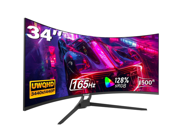 34' Ultrawide Curved Gaming Monitor, UWQHD 3440x1440 165Hz 1500R PIP/PBP 1ms(MPRT) 128% sRGB HDMI & DP Tilt Adjustable 21:9 PC Screen