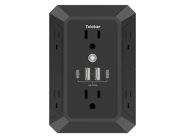 Multi Plug Wall Outlet Surge Protector with 6-Outlet & 4 USB Ports(2USB-C) Outlet Extender with 1680 Joules, Multiple Outlet Splitter for Home...
