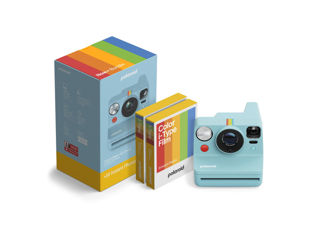 Now+ 3rd Generation I-Type Instant Camera + Film Bundle - Now+ Bluetooth App Controlled Arctic Blue Camera + 16 Color Photos (6645)
