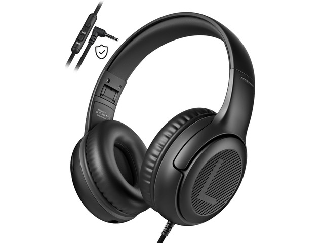 AT2 Kids Headphones for School Travel, 85/94dB Safe Volume Limit 3.5mm Jack, HD Mic, Portable Wired Headphone with Shareport, Stereo Sound On-Ear...