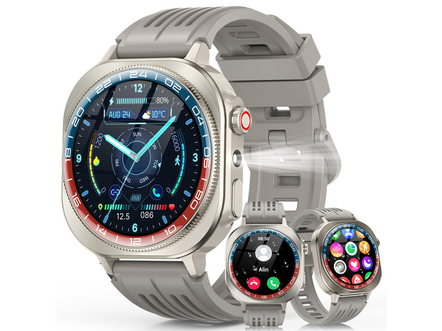 Smart Watch, 1.43' Bluetooth 5.4 Call Military Smartwatch for Men Women, 130+ Sports Modes, 60+Days Flashlight, 24/7 Heart Rate/Sleep Monitor, IP68...
