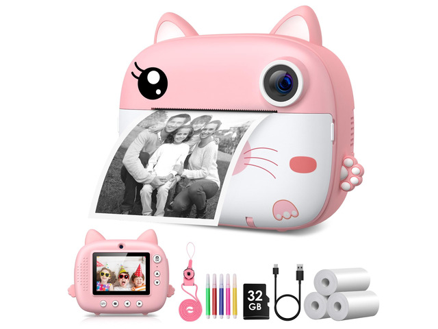 Kids Camera Instant Print, 3.0' HD Screen Kids Instant Cameras, Christmas Birthday Gifts for Girls Boys 3 4 5 6 7 8 9 10 Year Old, Portable Toddler...