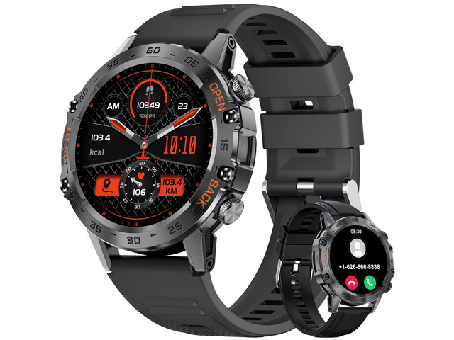 Smart Watch for Men Bluetooth Calls with,1.39''HD Touch Screen Tactical Smartwatch for Android and iPhone,5ATM Waterproof Fitness Watch with Blood...