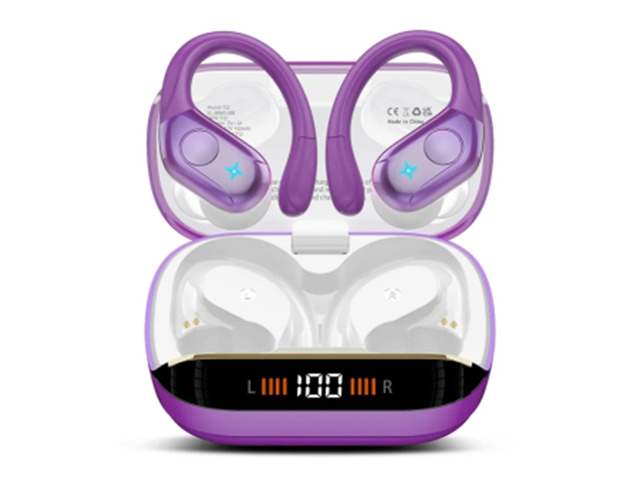 Bluetooth 5.4 Headphones Wireless Earbuds Sports, 75Hrs Bass Hi-Fi Stereo Over Ear Buds with Earhook, ENC Noise Cancelling Headset, IP-X7...