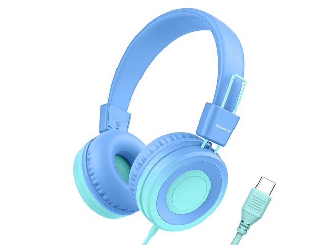 USB Type C Kids Headphone for School, 94dB Safe Volume Limited, Foldable Stereo Sound Tangle-Free Type C Cord, On-Ear Headphones for...