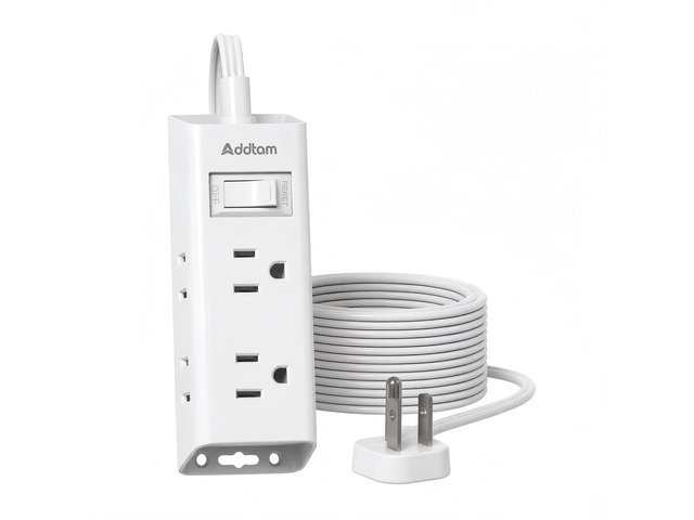 Flat Plug Power Strip with 6 Outlet Extender, 15 FT Extension Cord Flat Wall Plug with Multiple Outlets, No Surge Protector for Cruise Ship,...
