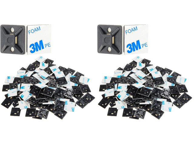 500 PCS 3/4' Black Self Adhesive Cable Zip Tie Mounts Wire Cable Clips Holders Management Anchors Organizer Holders Squares(HS-101S) (Pack of 2)