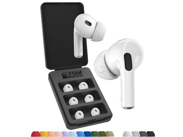 Foam Masters Ultra-Premium Memory Foam Ear Tips for AirPods Pro 1st & 2nd Gen 3 Pairs New Ver. Secure Fit Super Comfort Better Noise Cancel...