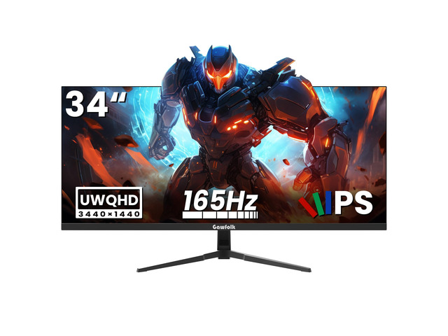 34 Inch Ultrawide Gaming Monitor, 165Hz UWQHD 4K Flat Screen FreeSync, PIP/PBP Mode, Dual HDMI 2.0 & DP 1.4, VESA, Assist Crosshair