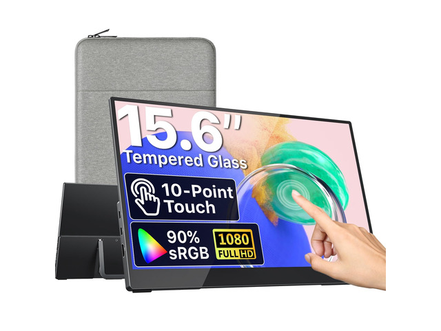 Portable Monitor for Laptop, IPS USB-C HDMI Travel Second Monitor for MacBook Pro Air, PC, PS5, Xbox, Portable Second Screen, Built-in Kickstand,...