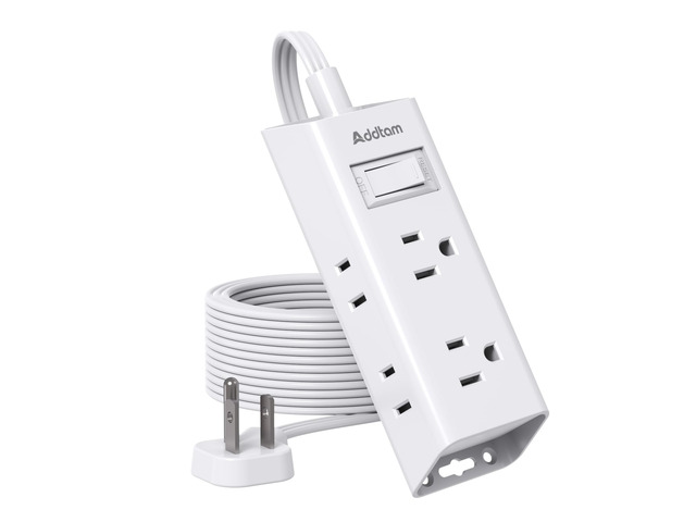 Flat Plug Power Strip with 6 Outlet Extender, 10 FT Extension Cord Flat Wall Plug with Multiple Outlets, No Surge Protector for Cruise Ship,...