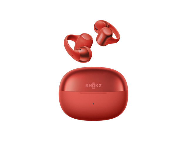 OpenDots ONE Open-Ear Clip-On Bluetooth Earbuds, Red, Dolby Audio Clip-on design; Open ear awareness; Lightweight secure fit; Dolby Audio; 40H...