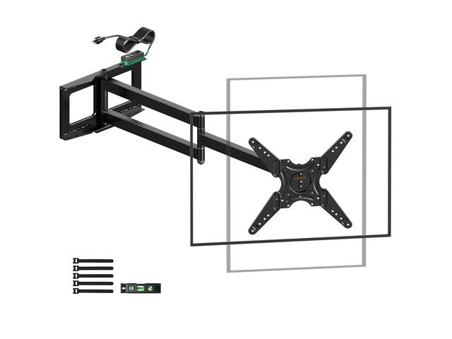 48' Long Arm Rotating TV Wall Mount w/Power Strip 26-65TV by Portrait Vertical 180° Rotating Heavy Duty TV Wall Mount w/ Power Outlet, VESA...