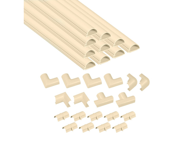 157in Cord Cover Kit, Self-Adhesive Wire Hiders, Paintable Cable Raceway to Hide Wires on Wall, Electrical Cable Management - 10x 15.7 Lengths & 19...