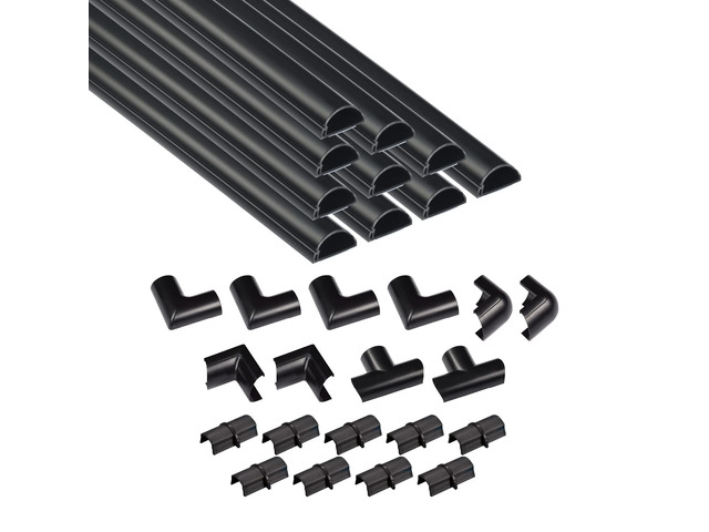 157in Cord Cover Kit, Self-Adhesive Wire Hiders, Cable Raceway to Hide Wires on Wall, Electrical Cable Management - 10x 15.7 Lengths & 19...