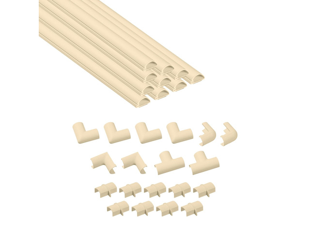 157in Cord Hider Kit, Patented Cable Cover, Hide Wires on Wall, Channel for TV Mount Cords, Raceway Wire Hiders, Paintable, Adhesive, Half Round,...
