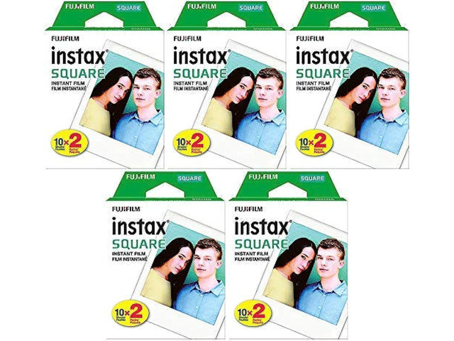 Square Instant Film 10 Pack (100 exposures) for SQ1 SQ6 & SQ10 Cameras, (5 items)