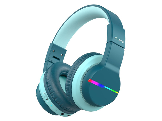 BTH12 Kids Bluetooth Headphones 85H Playtime with LED Lights Travel SafeSound Tech, Stereo Sound, USB C Charging AUX Cable Over Ear Built-in Mic,...