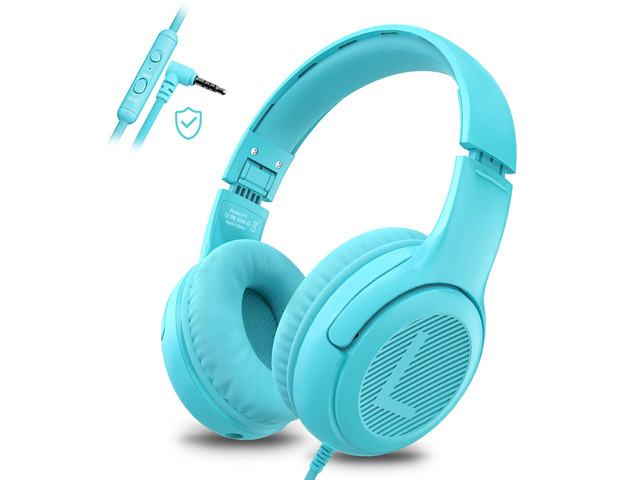 AT2 Kids Headphones for School Travel, 85/94dB Safe Volume Limit 3.5mm Jack, HD Mic, Portable Wired Headphone with Shareport, Stereo Sound On-Ear...