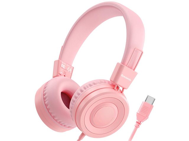 Upgrade USB Type C Kids Headphone for School, 94dB Safe Volume Limited, HD Stereo Sound, Foldable Lightweight On-Ear Headphones for...