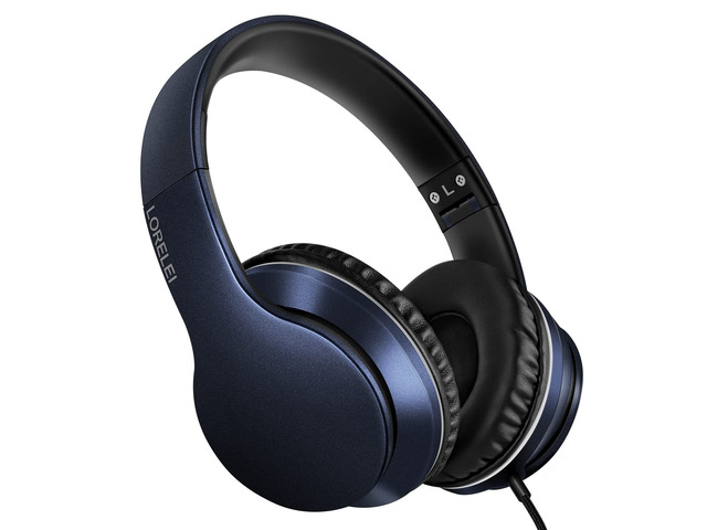 X6 Over-Ear Headphones with Microphone, Lightweight Foldable & Portable Stereo Bass Headphones with 1.45M No-Tangle, Wired Headphones for...