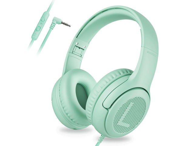 AT2 Kids Headphones for School Travel, 85/94dB Safe Volume Limit 3.5mm Jack, HD Mic, Portable Wired Headphone with Shareport, Stereo Sound On-Ear...
